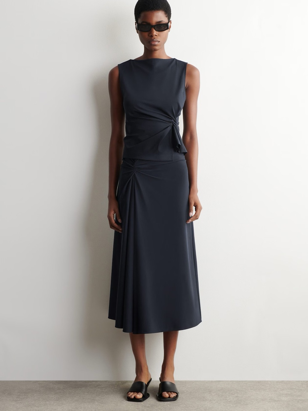 NWT (size L) COS TWIST-DETAIL JERSEY MIDI SKIRT